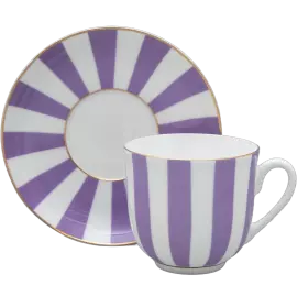 Кофейная пара из фарфора "Да и Нет" формы Ландыш, фиолетовая